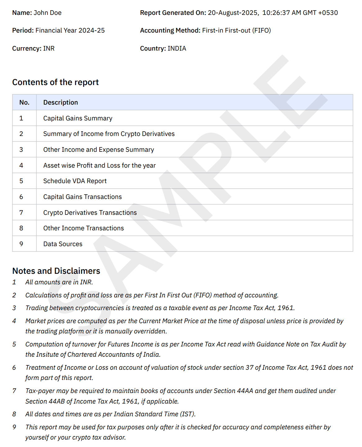 Complete Tax Report India Cover Page