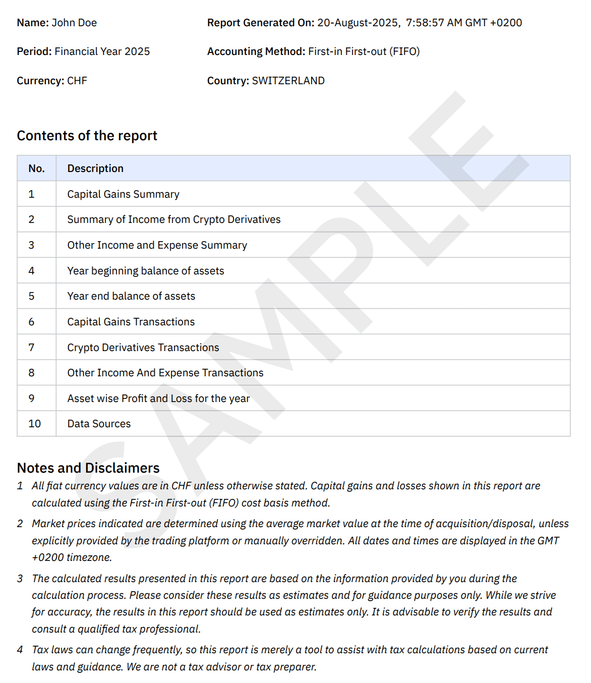 Complete Tax Report Overview Cover Page