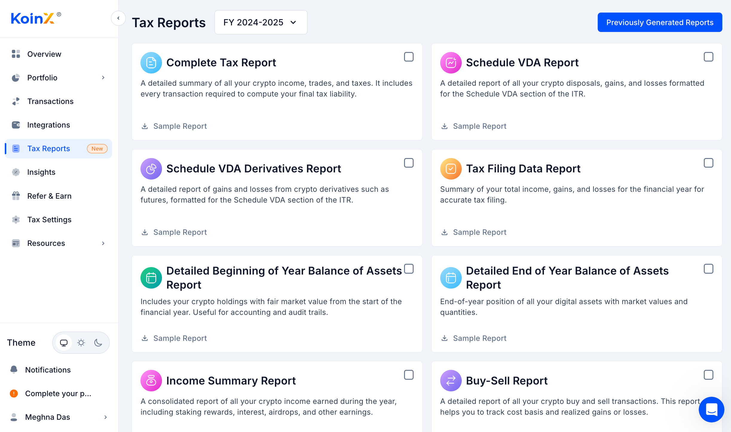 Navigate to Tax Reports