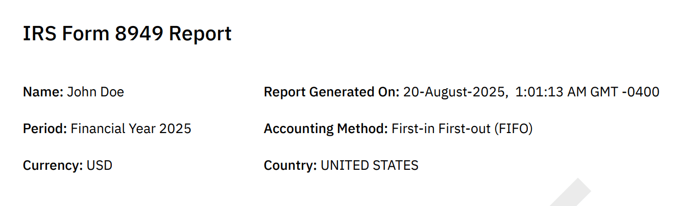 IRS Form 8949 Report