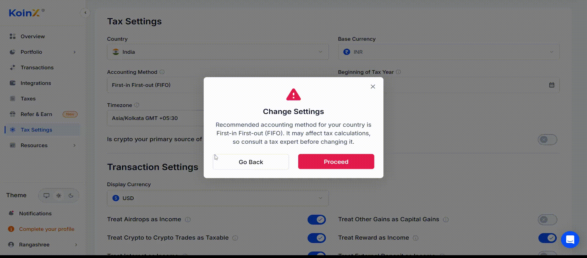 Confirm and Save Your Option
